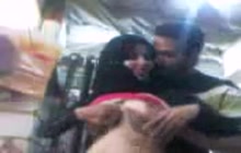 Arab dude grabbing his GF for her tits
